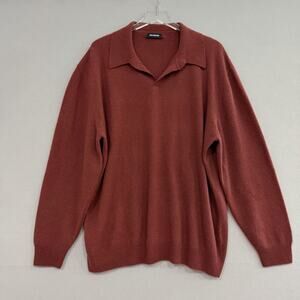NAADAM Cashmere Polo Sweater Mens XXL Red Long Sleeve Quiet Luxury Preppy